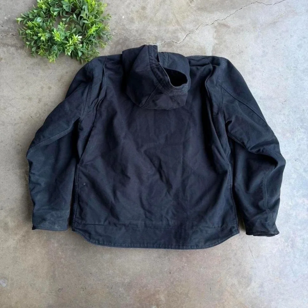 Vintage Carhartt hooded Detroit black Sherpa lined jacket